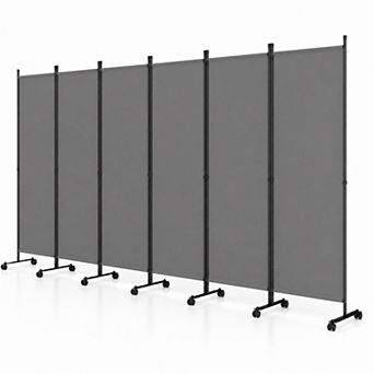 Costway Room Divider, 6-Panel Folding Privacy Screen with Lockable Rolling Wheels for Home