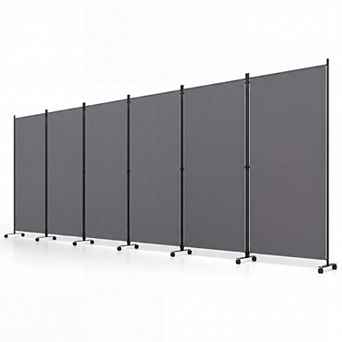 Costway Room Divider with Lockable Wheels, 6 Panel Folding Privacy Screen for Office
