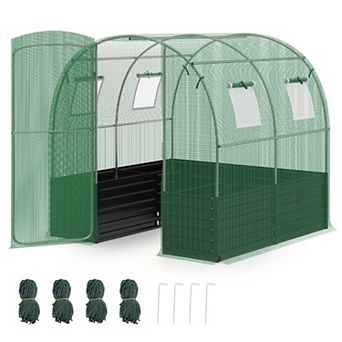 Costway 80x79x79 in Walk-in Greenhouse with Large Plant Bed, PE Cover, 4 Mesh Windows