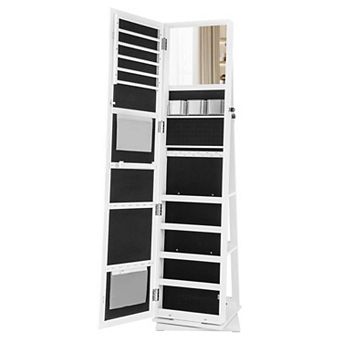 Costway 360° Swivel Jewelry Armoire with Full-Length Mirror Rear Shelves Makeup Mirror