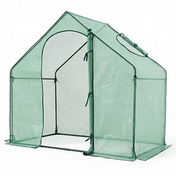 Costway 6 x 3 x 5.5FT Mini Walk-in Greenhouse with PE Cover Rustproof PE-Coated Metal Frame