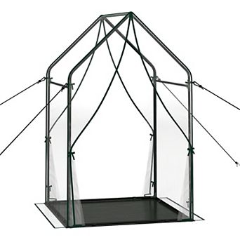 Costway Mini Green House with Waterproof Bottom Mat, Portable Green House with Metal Frame