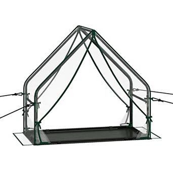 Costway Mini Green House with Waterproof Bottom Mat, Portable Green House with Metal Frame
