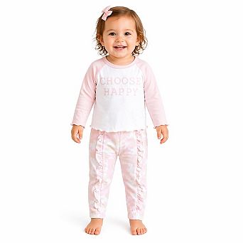 Choose Happy Raglan Tshirt + Ruffle Pant Set
