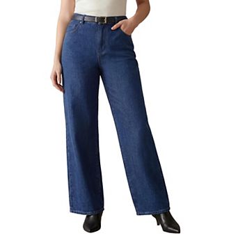 Jessica London Women's Plus Size Classic Denim Wide Leg Jean