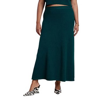 ELOQUII Women's Plus Size Sweater Circle Maxi Skirt