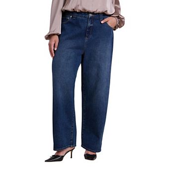 ELOQUII Women's Plus Size Adjustable Wide-Leg Jeans