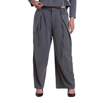 ELOQUII Women's Plus Size Pleated Wide-Leg Trouser With Long Belt