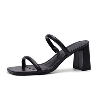 Women's Square Toe Block Heel Mules