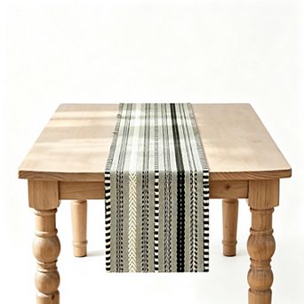 Black Woven Farmhouse Table Runner, 12" x 72" for Holiday & Daily Dining Decor