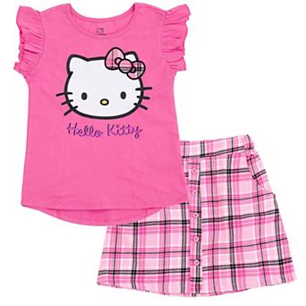 Hello Kitty 2 pc Tee and Plaid Skirt Set