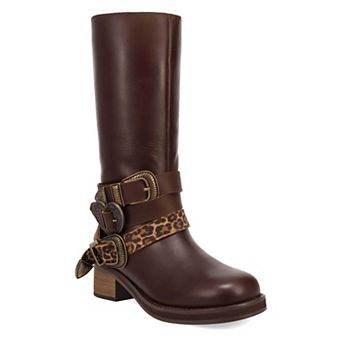 Dingo Full Throttle Women's Leather Knee-High Boots With Buckle Detail