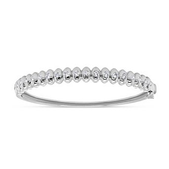 Heirloom Treasures Sterling Silver 1 Carat T.W. Bezel-Set Lab-Grown Diamond Bangle Bracelet