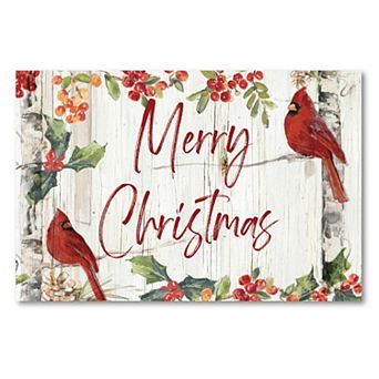 COURTSIDE MARKET Merry Christmas Cardinals Canvas Wall Art