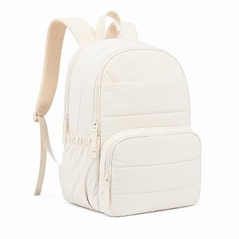 Quilted 15.6 Inch Laptop Backpack Women College Work Travel Bag Water Resistant