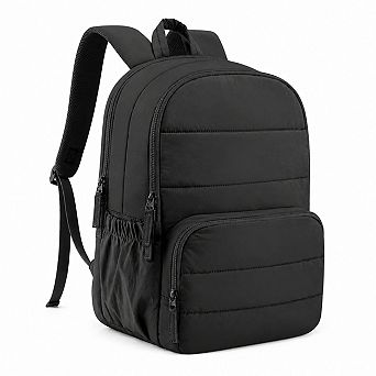 Quilted 15.6 Inch Laptop Backpack Women College Work Travel Bag Water Resistant