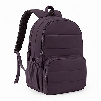 Quilted 15.6 Inch Laptop Backpack Women College Work Travel Bag Water Resistant