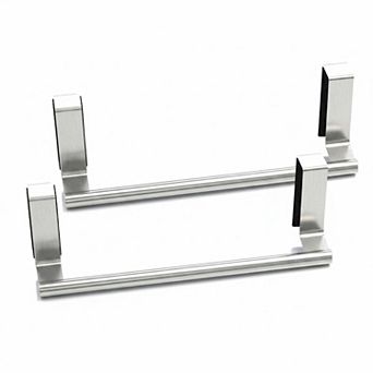 Towel Hook Bar Over Cabinet Door 2 Pack Brushed Stainless Steel No Rust No Scratch Installation