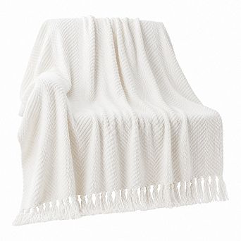 Chenille Knit Throw Blanket Boho Decorative Warm All Season Versatile Use