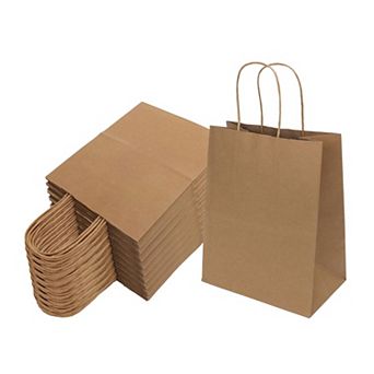 100 Pack Medium Brown Paper Bags With Handles Bulk Gift Bags For Party Favors Shopping Craft