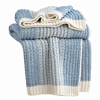 Chenille Throw Blanket Soft Cozy Two Tone Knit Luxury Decor All Season Use