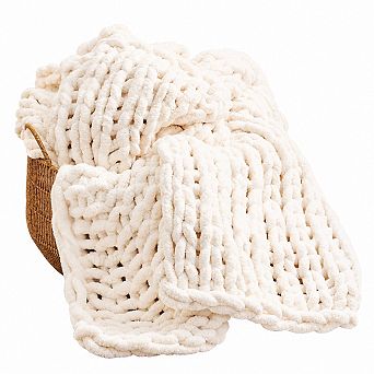 Chunky Knit Chenille Throw Blanket Soft Washable Thick Home Decor