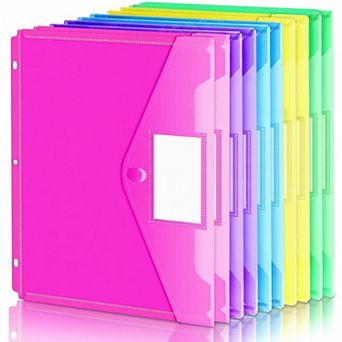 10 Pack Binder Pockets 3 Hole Punched Letter Size Super Heavyweight Plastic Assorted Colors