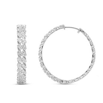 Heirloom Treasures Sterling Silver 3/4 Carat T.W. Lab-Grown Diamond Hoop Earrings