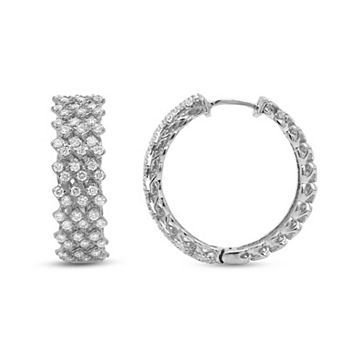 Heirloom Treasures Sterling Silver 1 Carat T.W. Braided Lab-Grown Diamond Hoop Earrings