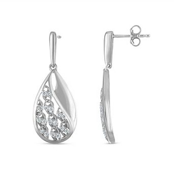 Heirloom Treasures Sterling Silver 1/3 Carat T.W. Teardrop Lab-Grown Diamond Drop Earrings