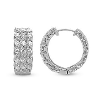 Heirloom Treasures Sterling Silver 1/3 Carat T.W. Triple-Row Lab-Grown Diamond Hoop Earrings
