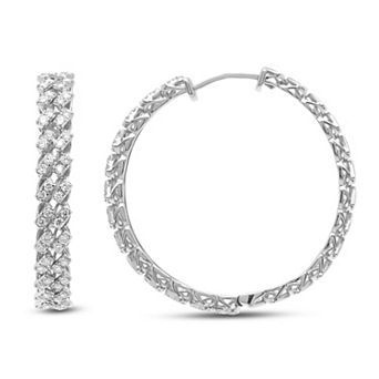 Heirloom Treasures Sterling Silver 1 Carat T.W. Lab-Grown Diamond Hoop Earrings