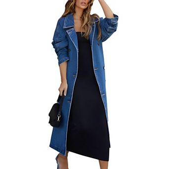 Women's Denim Overcoat With Belt