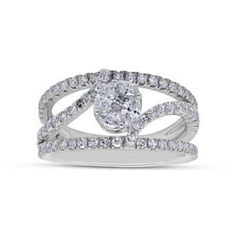 Heirloom Treasures Sterling Silver 1 Carat T.W. Marquise & Round Brilliant Diamond Open Shank Ring