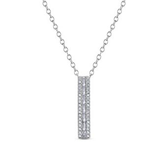 Heirloom Treasures Sterling Silver 3/8 Carat T.W. Vertical Bar Channel-Set Lab-Grown Diamond Pendant Necklace