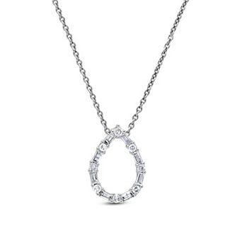 Heirloom Treasures Sterling Silver 1/4 Carat T.W. Open Teardrop Baguette & Round Lab-Grown Diamond Pendant Necklace