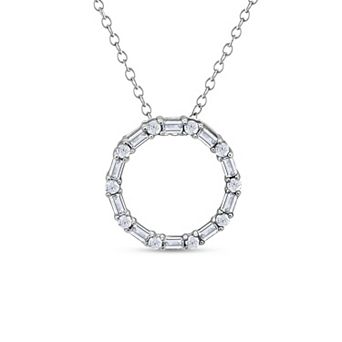 Heirloom Treasures Sterling Silver 1/2 Carat T.W. Open Circle Baguette & Round Lab-Grown Diamond Pendant Necklace