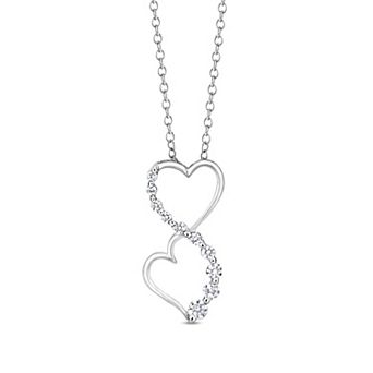 Heirloom Treasures Sterling Silver 1/4 Carat T.W. Double Heart Lab-Grown Diamond Pendant Necklace