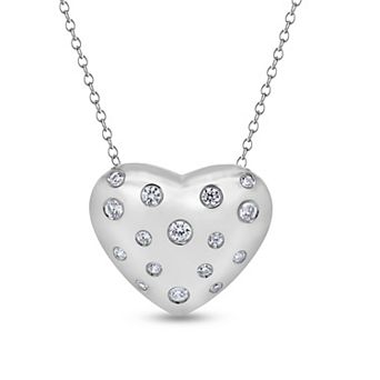 Heirloom Treasures Sterling Silver 1/3 Carat T.W. Lab-Grown Diamond Bezel-Set Heart Pendant Necklace