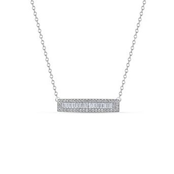 Heirloom Treasures Sterling Silver 1/2 Carat T.W. Lab-Grown Diamond Baguette Bar Pendant Necklace