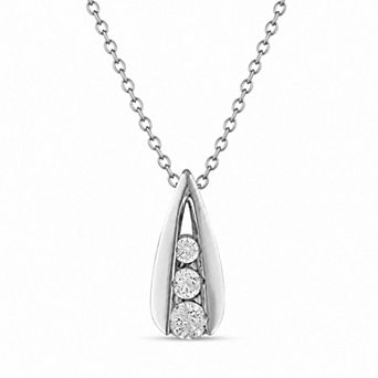 Heirloom Treasures Sterling Silver 3/4 Carat T.W. Lab-Grown Diamond Three-Stone Open Teardrop Pendant Necklace