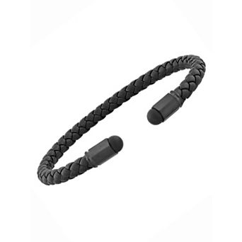 Steel Nation Men's Black Ion-Plated Polished Stainless Steel Cuff Bracelet