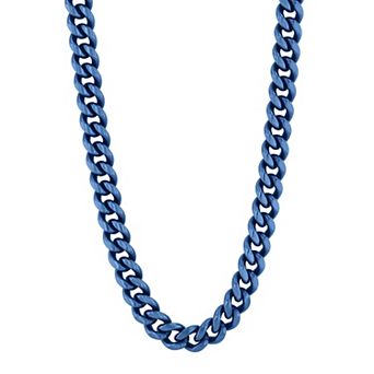 Steel Nation Men's Blue Ion-Plated Polished Stainless Steel Curb Chain Necklace