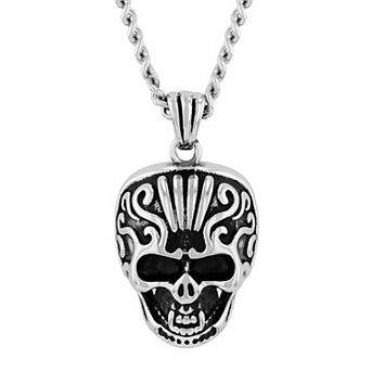 Steel Nation Men's Stainless Steel Skull Pendant Necklace