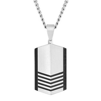 Steel Nation Men's Stainless Steel Chevron Dog Tag Pendant Necklace