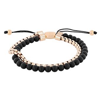 Steel Nation Men's Gold Tone Stainless Steel Bolo Bracelet