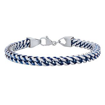 Steel Nation Men's Blue Ion-Plated Franco Chain Bracelet