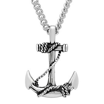 Steel Nation Men's Stainless Steel Anchor Pendant Necklace