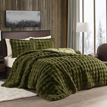 VCNY Home Alpine Cabin Bubble Faux Fur Comforter Set with Shams