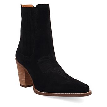 Dingo Paloma Women's Suede Leather Bootie Pointed Toe Block Heel Ankle Boots